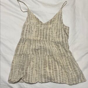 Beige Tie-Dye Tiered Top